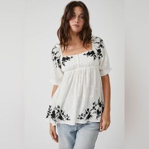Free People NWT Arlo Embroidered Tunic - nilla cream Women’s Size M
